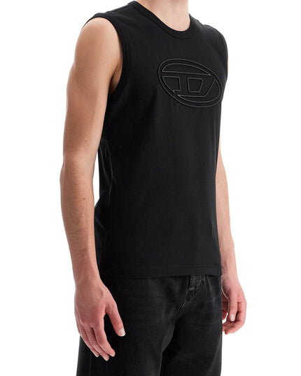 Diesel black cotton tank top with embossed logo