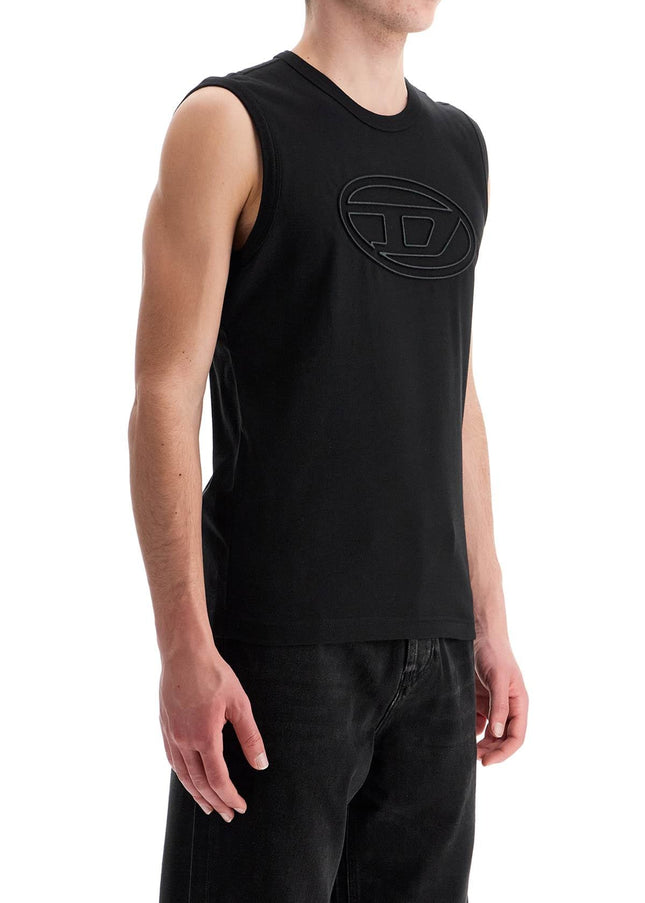 Diesel black cotton tank top with embossed logo