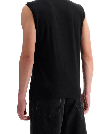 Diesel black cotton tank top with embossed logo