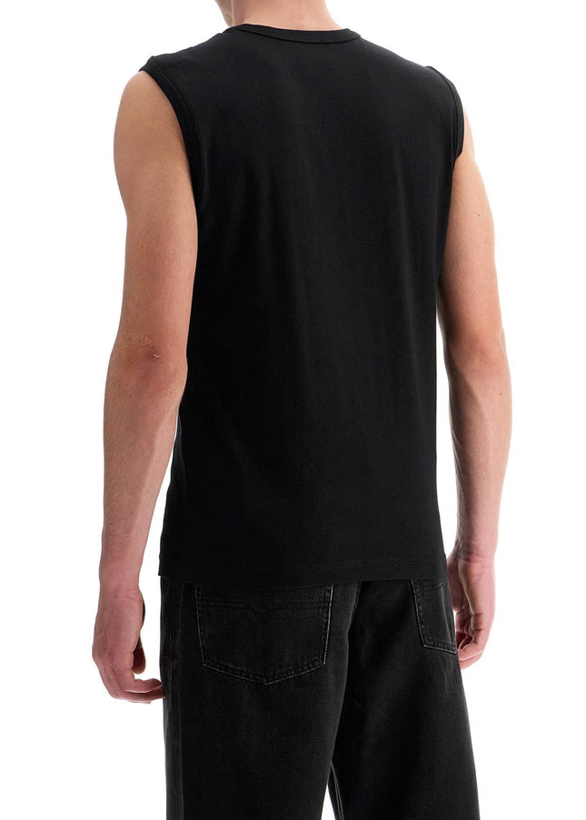 Diesel black cotton tank top with embossed logo