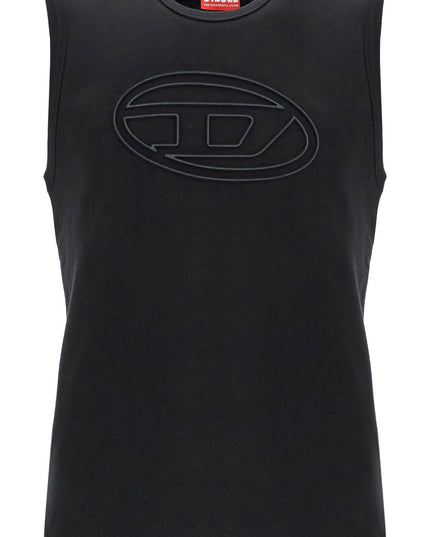 Diesel black cotton tank top with embossed logo