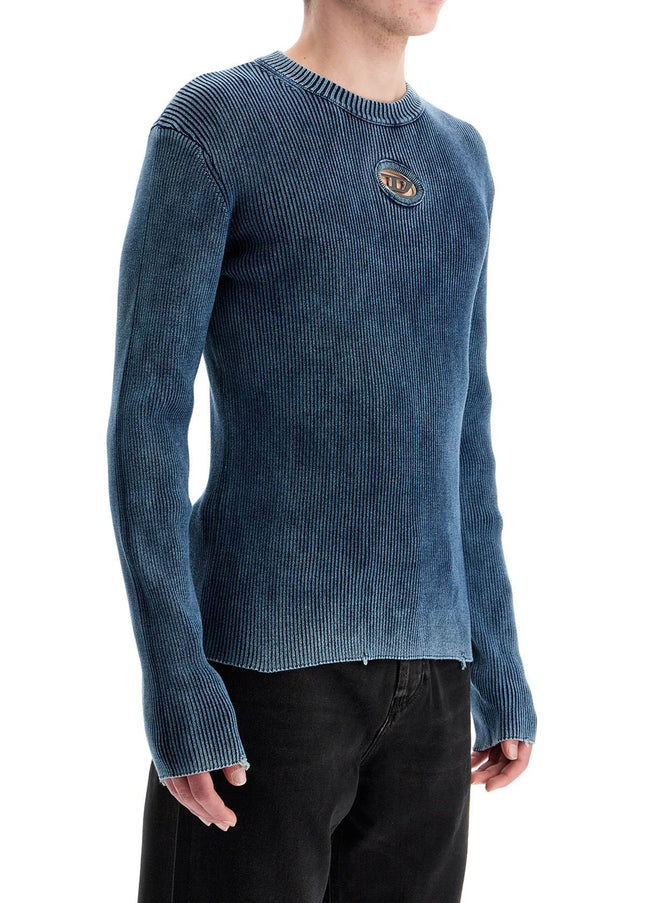 Diesel blue peacoat vertical ribbed cotton sweater