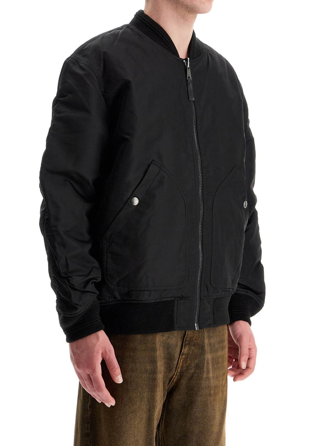 Diesel classic black nylon bomber jacket with zip and side pockets