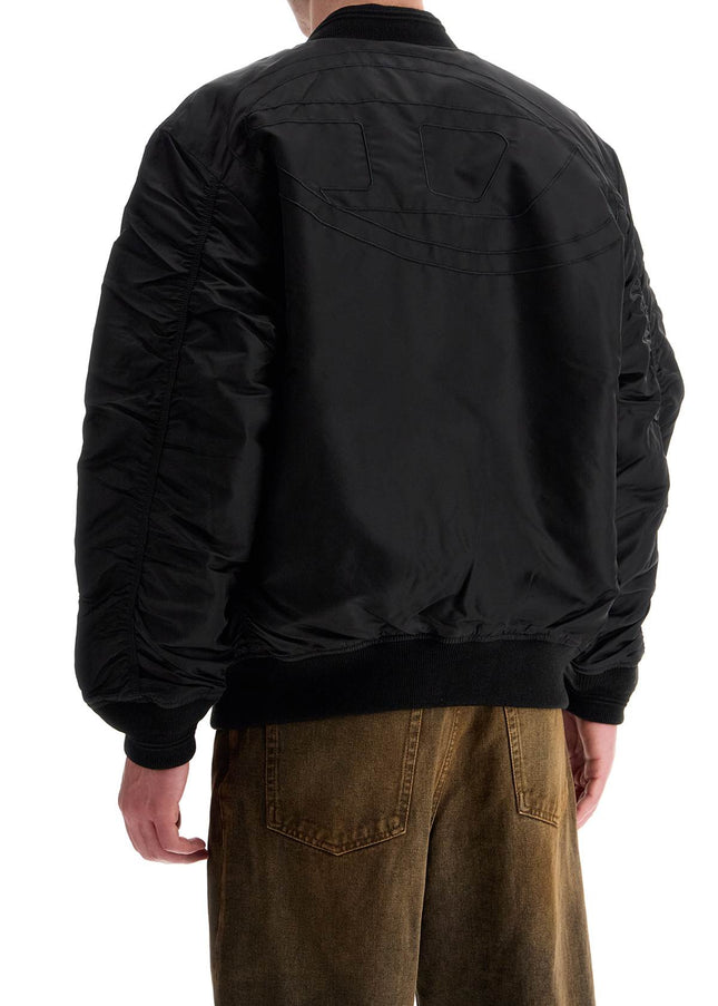 Diesel classic black nylon bomber jacket with zip and side pockets