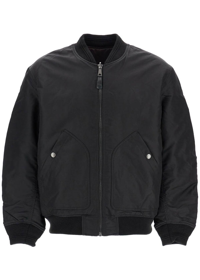 Diesel classic black nylon bomber jacket with zip and side pockets