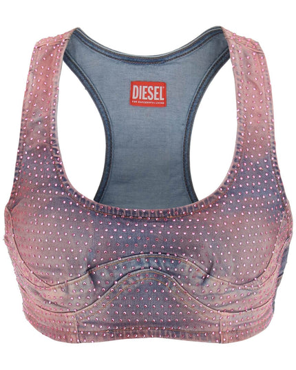 Diesel de-toppy-fsd denim cropped top with rhinestones