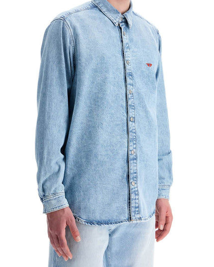 Diesel light blue denim shirt with logo on chest