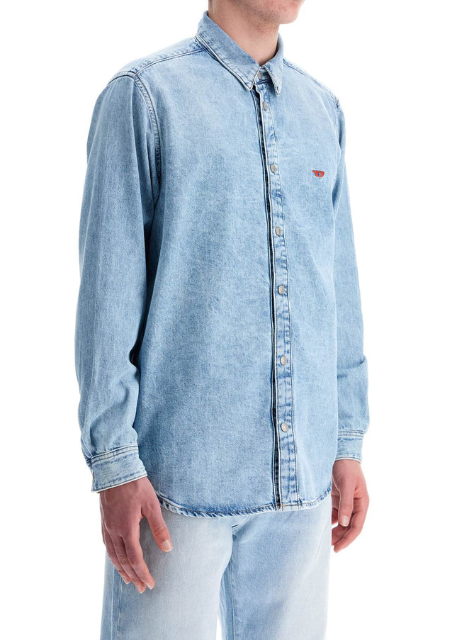 Diesel light blue denim shirt with logo on chest