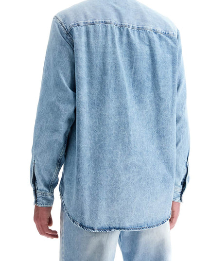 Diesel light blue denim shirt with logo on chest