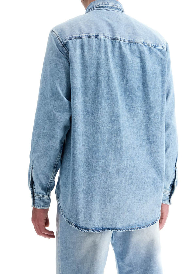 Diesel light blue denim shirt with logo on chest