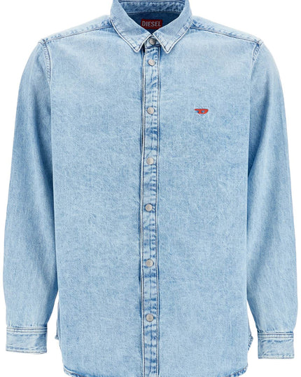 Diesel light blue denim shirt with logo on chest