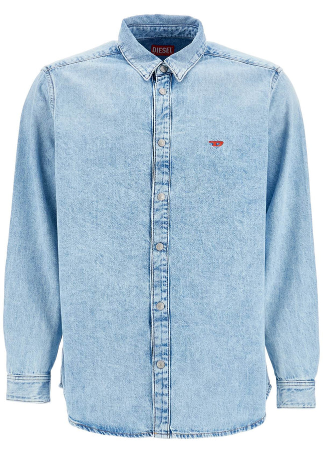 Diesel light blue denim shirt with logo on chest