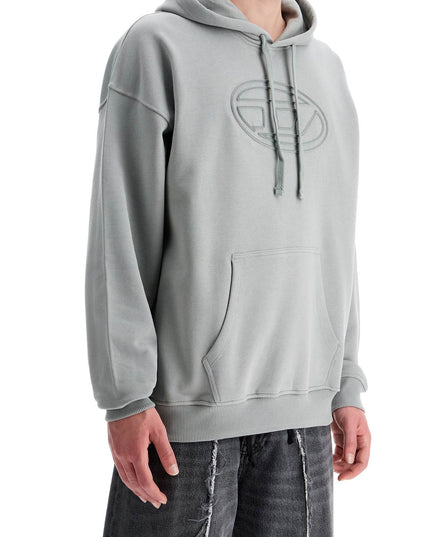 Diesel men's grey cotton hoodie with kangaroo pocket