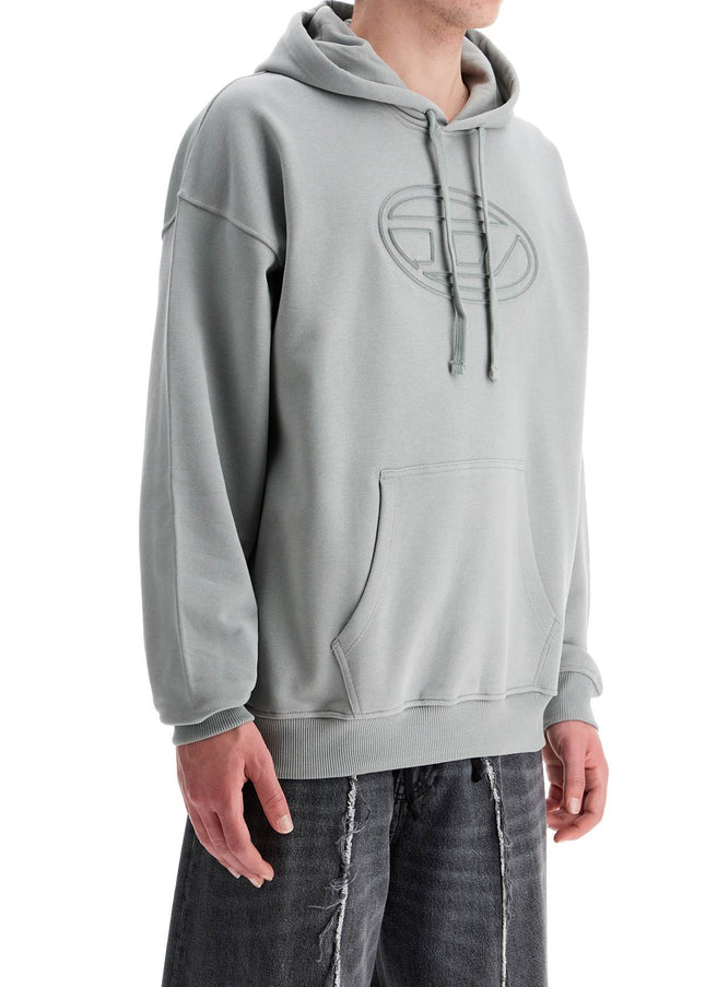 Diesel men's grey cotton hoodie with kangaroo pocket