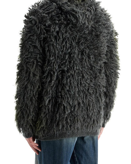 Diesel shaggy knit cardigan with hood