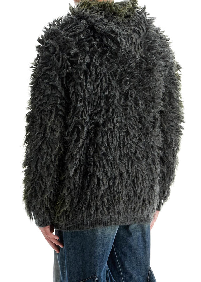 Diesel shaggy knit cardigan with hood