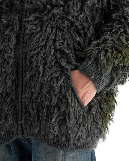 Diesel shaggy knit cardigan with hood