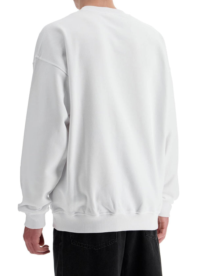 Diesel white cotton sweatshirt with raised logo for men