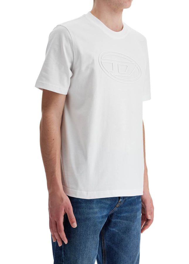 Diesel white cotton t-shirt with embossed logo t-adjust-bigoval