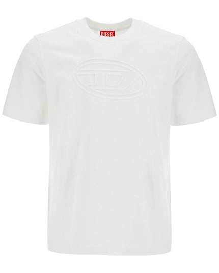 Diesel white cotton t-shirt with embossed logo t-adjust-bigoval