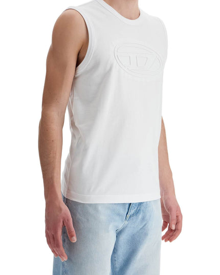 Diesel white cotton tank top with wide neckline