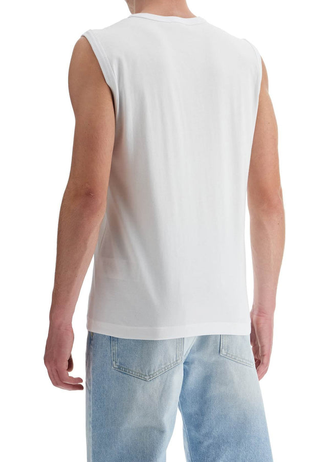 Diesel white cotton tank top with wide neckline