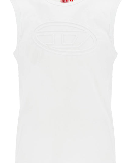 Diesel white cotton tank top with wide neckline