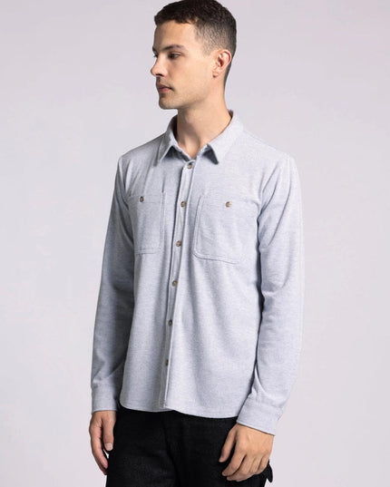 Discovery Shirt - Long Sleeve Button Up   GREY HEATHER