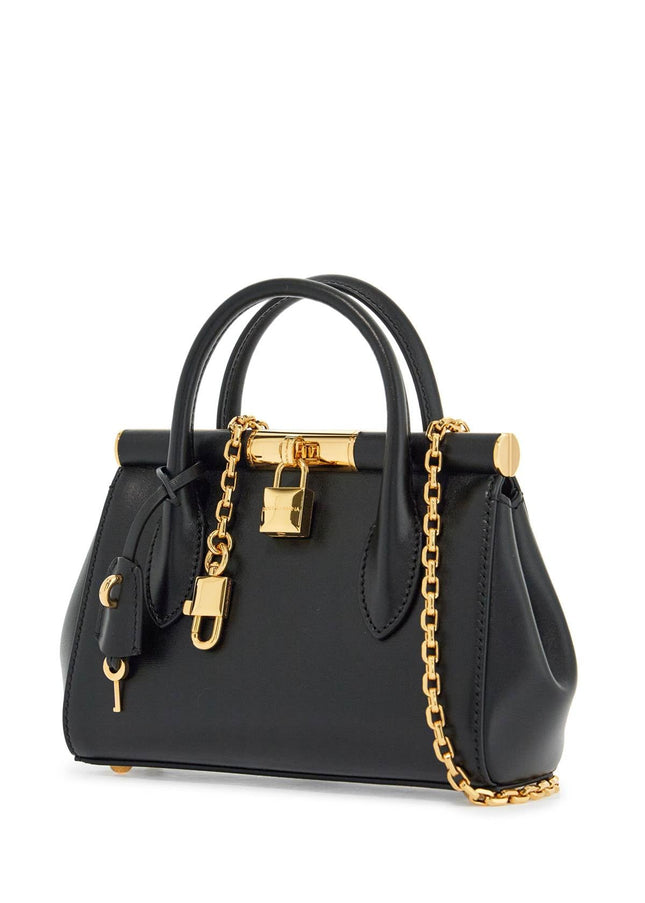 Dolce & Gabbana black calfskin handbag with gold chain