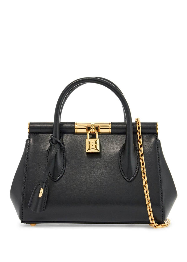 Dolce & Gabbana black calfskin handbag with gold chain