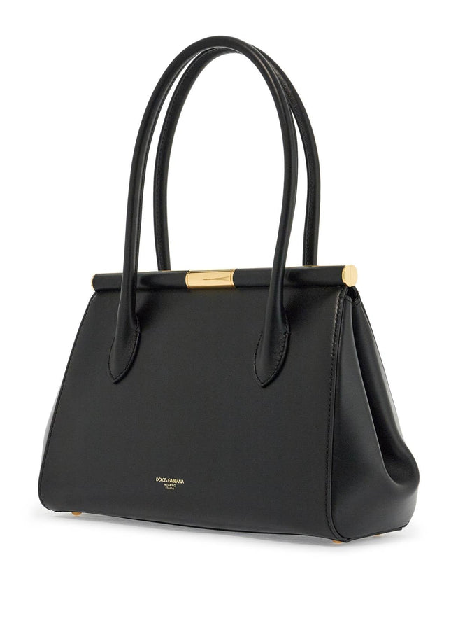 Dolce & Gabbana black calfskin handbag with snap closure