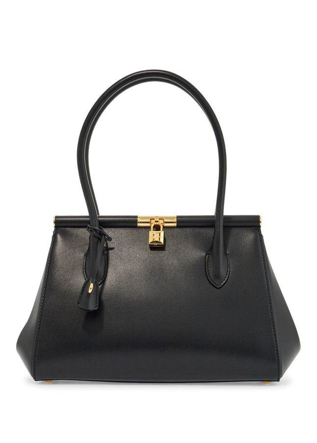 Dolce & Gabbana black calfskin handbag with snap closure