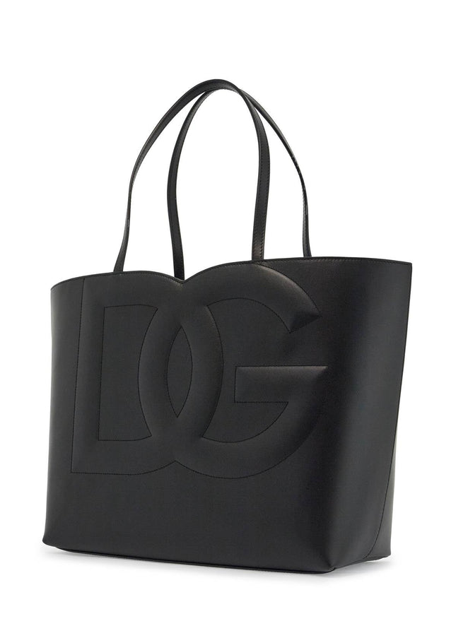 Dolce & Gabbana black calfskin shopping bag with embossed logo