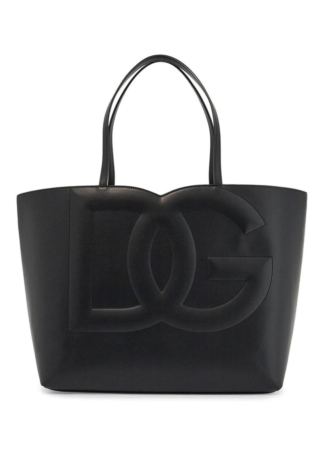 Dolce & Gabbana black calfskin shopping bag with embossed logo