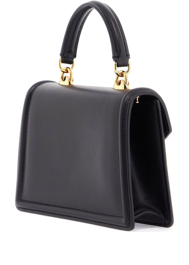 Dolce & Gabbana black calfskin shoulder bag with rhinestone details and gold chain