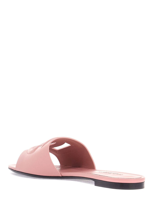 Dolce & Gabbana flat slipper in pink calfskin with embossed dg logo