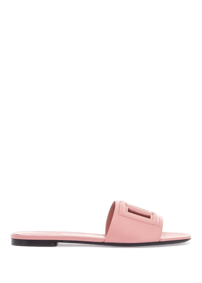 Dolce & Gabbana flat slipper in pink calfskin with embossed dg logo