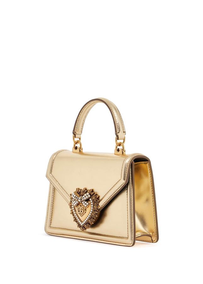 Dolce & Gabbana gold nappa shoulder bag with crystal heart and chain strap