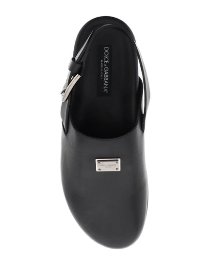 Dolce & Gabbana leather clogs with logo plate