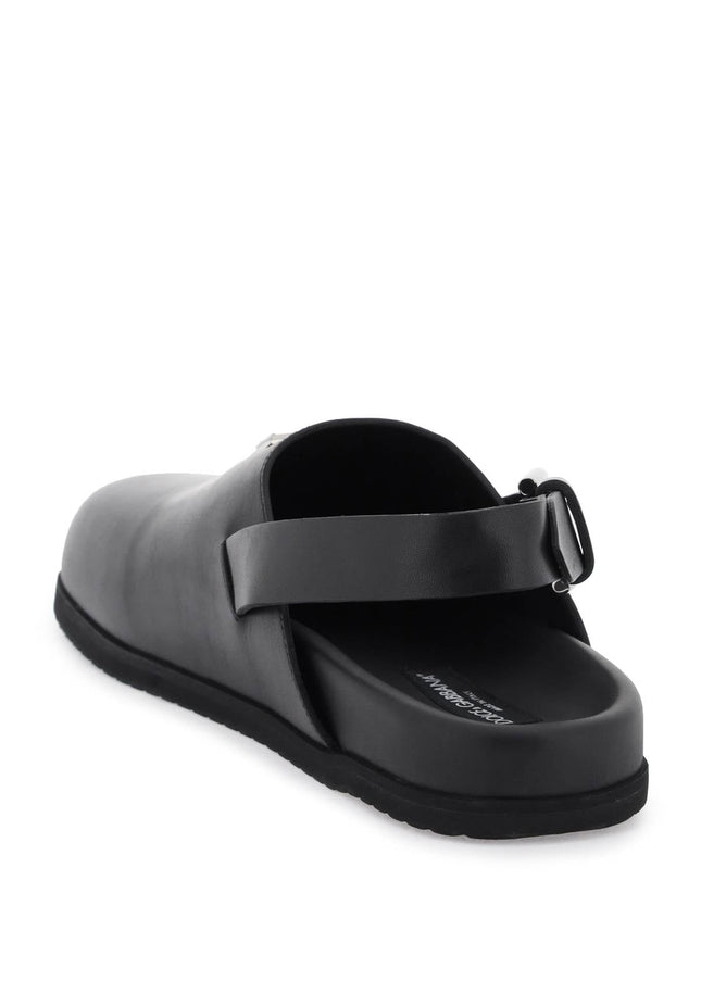 Dolce & Gabbana leather clogs with logo plate