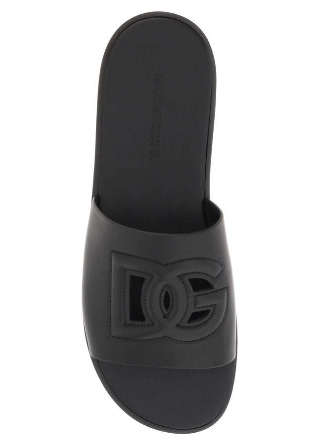 Dolce & Gabbana leather slides with dg cut-out