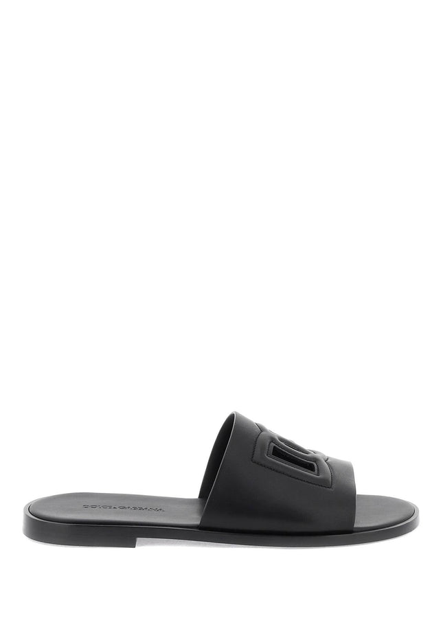 Dolce & Gabbana leather slides with dg cut-out