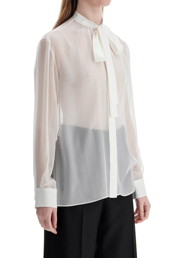 Dolce & Gabbana optical white silk shirt with mandarin collar