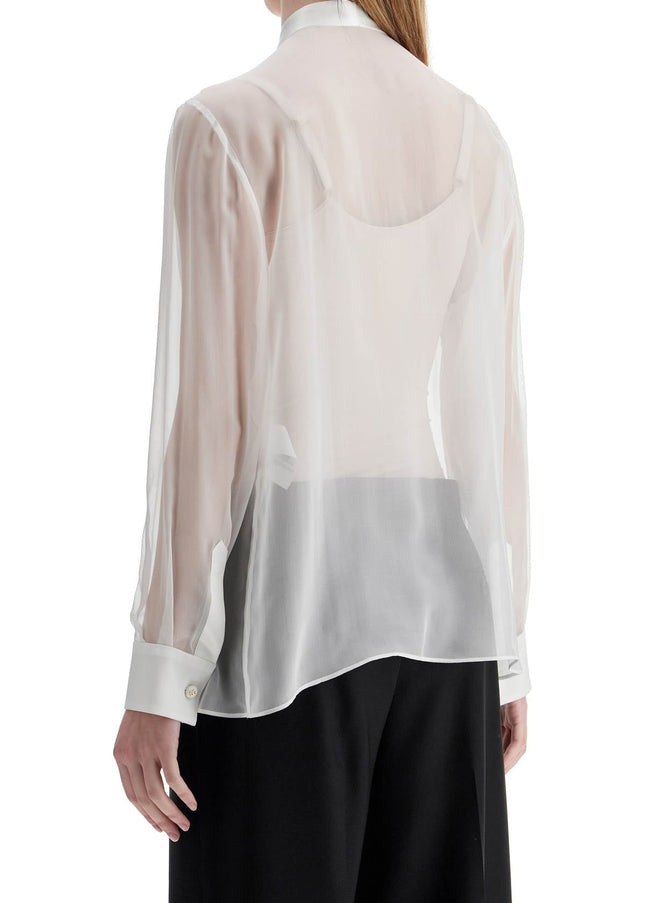 Dolce & Gabbana optical white silk shirt with mandarin collar