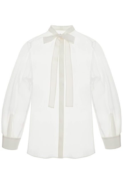 Dolce & Gabbana optical white silk shirt with mandarin collar