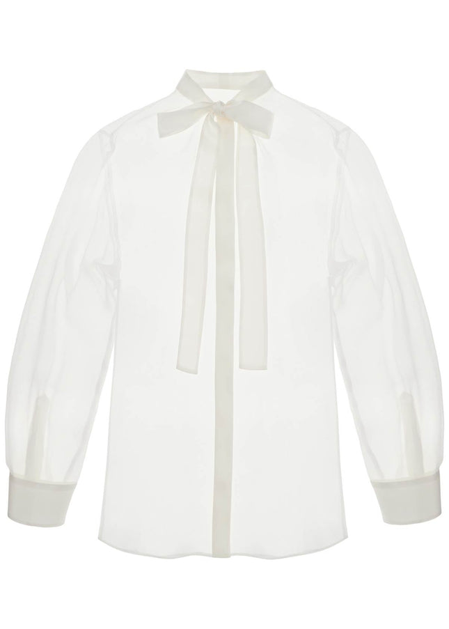 Dolce & Gabbana optical white silk shirt with mandarin collar