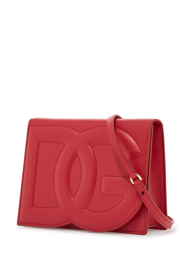 Dolce & Gabbana red calfskin shoulder bag with 3d logo