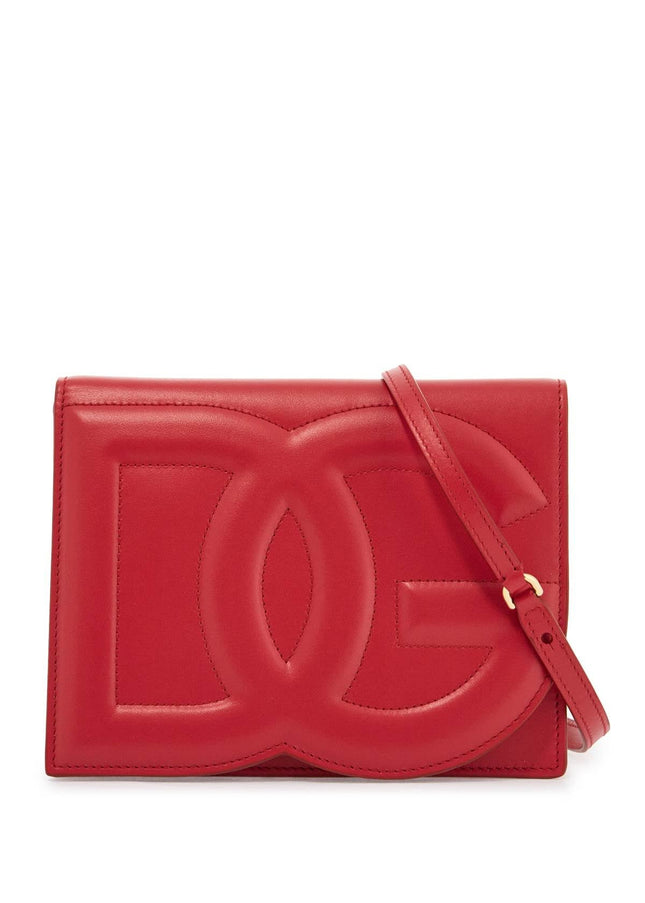 Dolce & Gabbana red calfskin shoulder bag with 3d logo