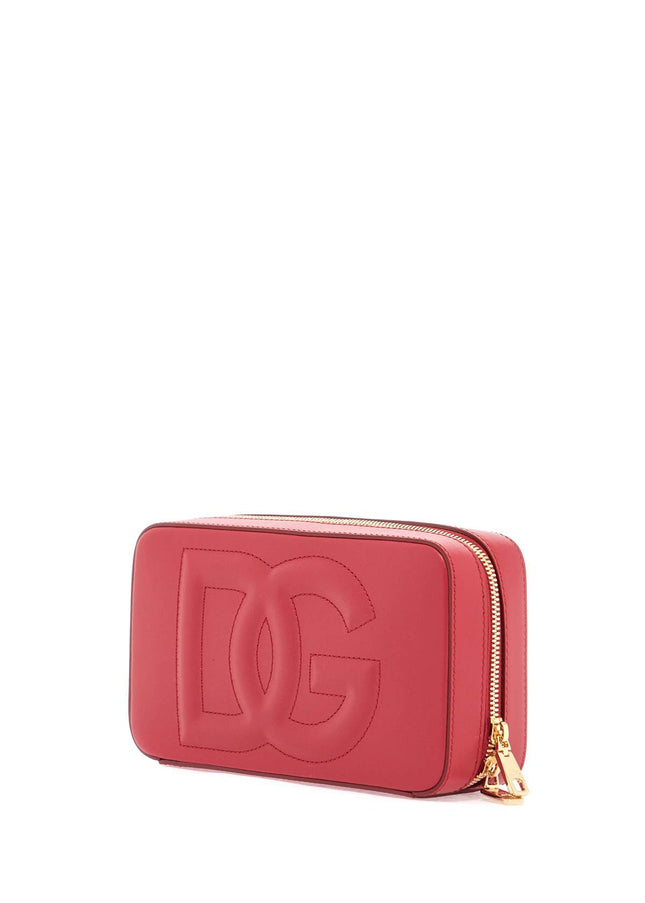 Dolce & Gabbana red calfskin shoulder bag with embossed logo