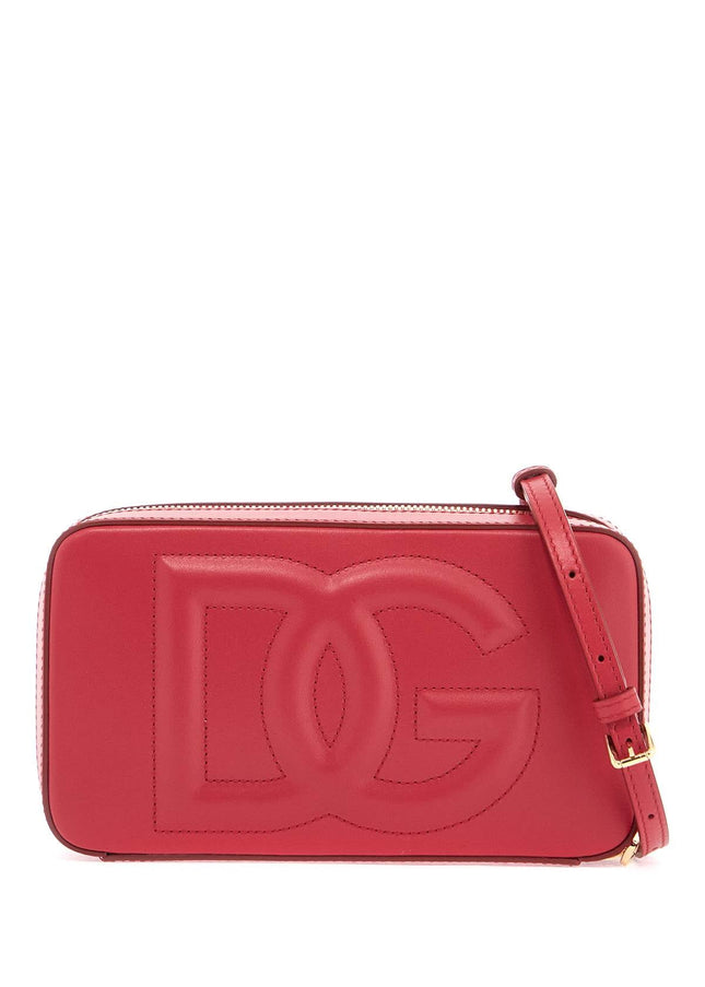 Dolce & Gabbana red calfskin shoulder bag with embossed logo